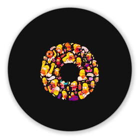 Коврик для мышки круглый с принтом Пончик Гомер в Белгороде, резина и полиэстер | круглая форма, изображение наносится на всю лицевую часть | gomer | simpsons | the simpson | гомер | мульт | мультфильм | симпсоны