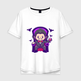 Мужская футболка хлопок Oversize с принтом Cute dracula  в Белгороде, 100% хлопок | свободный крой, круглый ворот, “спинка” длиннее передней части | вампир | дракула | иллюстрации | приведение | ужас | хоррор