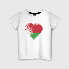 Детская футболка хлопок с принтом Сердце Беларуси в Белгороде, 100% хлопок | круглый вырез горловины, полуприлегающий силуэт, длина до линии бедер | belarus | love | ussr | беларусь | белорус | белоруссия | лукашенко | любовь | минск | сердце | ссср | страна | турист | флаг