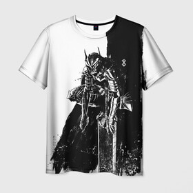 Мужская футболка 3D с принтом Берсерк черно-белый в Белгороде, 100% полиэфир | прямой крой, круглый вырез горловины, длина до линии бедер | anime | berserk | аниме | берсерк | бесерк | гатс | манга | мультфильм