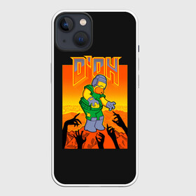 Чехол для iPhone 13 с принтом Doom x Simpsons в Белгороде,  |  | doom | gomer | simpsons | the simpson | гомер | дум | мульт | мультфильм | симпсоны