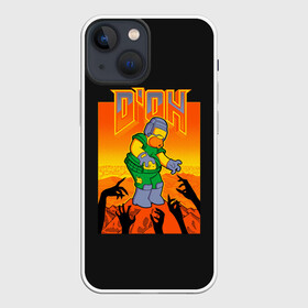 Чехол для iPhone 13 mini с принтом Doom x Simpsons в Белгороде,  |  | doom | gomer | simpsons | the simpson | гомер | дум | мульт | мультфильм | симпсоны