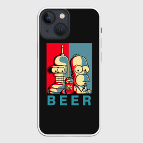 Чехол для iPhone 13 mini с принтом Гомер х Бендер в Белгороде,  |  | bender | futurama | gomer | simpsons | the simpson | бендер | гомер | мульт | мультфильм | симпсоны | футурама