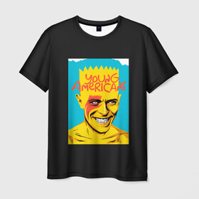 Мужская футболка 3D с принтом Bart x Bowie в Белгороде, 100% полиэфир | прямой крой, круглый вырез горловины, длина до линии бедер | bart | simpsons | the simpson | барт | дэвид бови | дэвид боуи | мульт | мультфильм | симпсоны