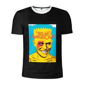 Мужская футболка 3D спортивная с принтом Bart x Bowie в Белгороде, 100% полиэстер с улучшенными характеристиками | приталенный силуэт, круглая горловина, широкие плечи, сужается к линии бедра | bart | simpsons | the simpson | барт | дэвид бови | дэвид боуи | мульт | мультфильм | симпсоны