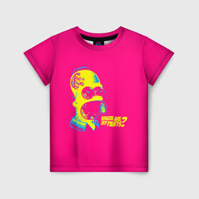 Детская футболка 3D с принтом Acid Gomer в Белгороде, 100% гипоаллергенный полиэфир | прямой крой, круглый вырез горловины, длина до линии бедер, чуть спущенное плечо, ткань немного тянется | gomer | simpsons | the simpson | гомер | мульт | мультфильм | симпсоны
