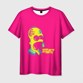 Мужская футболка 3D с принтом Acid Gomer в Белгороде, 100% полиэфир | прямой крой, круглый вырез горловины, длина до линии бедер | gomer | simpsons | the simpson | гомер | мульт | мультфильм | симпсоны