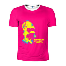 Мужская футболка 3D спортивная с принтом Acid Gomer в Белгороде, 100% полиэстер с улучшенными характеристиками | приталенный силуэт, круглая горловина, широкие плечи, сужается к линии бедра | gomer | simpsons | the simpson | гомер | мульт | мультфильм | симпсоны