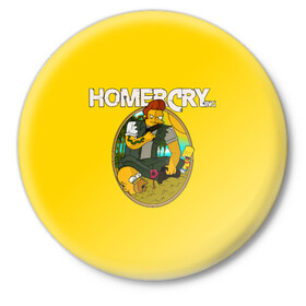 Значок с принтом Homer Cry в Белгороде,  металл | круглая форма, металлическая застежка в виде булавки | far cry | farcray | gomer | homer | simpsons | the simpson | гомер | мульт | мультфильм | симпсоны | фар край