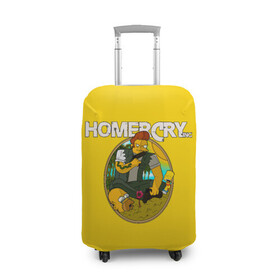 Чехол для чемодана 3D с принтом Homer Cry в Белгороде, 86% полиэфир, 14% спандекс | двустороннее нанесение принта, прорези для ручек и колес | far cry | farcray | gomer | homer | simpsons | the simpson | гомер | мульт | мультфильм | симпсоны | фар край