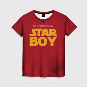 Женская футболка 3D с принтом The Weeknd - Star Boy в Белгороде, 100% полиэфир ( синтетическое хлопкоподобное полотно) | прямой крой, круглый вырез горловины, длина до линии бедер | blinding lights | music | pop | star boy | the weekend | the weeknd | музыка | уикенд
