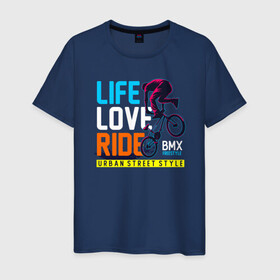 Мужская футболка хлопок с принтом BMX Freestyle в Белгороде, 100% хлопок | прямой крой, круглый вырез горловины, длина до линии бедер, слегка спущенное плечо. | bmx | freestyle | rider | велогонки | рампа | экстремальный спорт | экстрим | экстримрайдер
