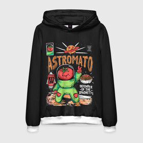 Мужская толстовка 3D с принтом Astromato в Белгороде, 100% полиэстер | двухслойный капюшон со шнурком для регулировки, мягкие манжеты на рукавах и по низу толстовки, спереди карман-кенгуру с мягким внутренним слоем. | alive | astronaut | defender | food | galaxy | ketchup | monster | moon | pizza | planet | space | spaghetti | tomato | vegetable | астронавт | галактика | еда | живая | живой | защитник | кетчуп | космос | луна | монстр | овощ | пицца | планета | помидор