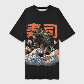 Платье-футболка 3D с принтом Sushi Dragon в Белгороде,  |  | breathing | chinese | dragonblack | fire | helicopter | japan | marine | monster | ocean | reptile | sea | sticks | sushi | water | waves | вертолет | вода | волны | дракон | китайский | монстр | море | морской | огнедышащий | океан | палочки