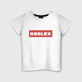 Детская футболка хлопок с принтом Roblox в Белгороде, 100% хлопок | круглый вырез горловины, полуприлегающий силуэт, длина до линии бедер | game | gamer | logo | minecraft | roblox | simulator | игра | конструктор | лого | симулятор | строительство | фигура