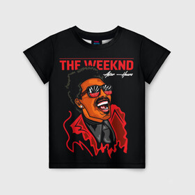 Детская футболка 3D с принтом The Weeknd - After Hours в Белгороде, 100% гипоаллергенный полиэфир | прямой крой, круглый вырез горловины, длина до линии бедер, чуть спущенное плечо, ткань немного тянется | blinding lights | music | pop | star boy | the weekend | the weeknd | музыка | уикенд