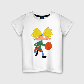 Детская футболка хлопок с принтом Эй, Арнольд в Белгороде, 100% хлопок | круглый вырез горловины, полуприлегающий силуэт, длина до линии бедер | heyarnold | аронльдсмячом | эйарнольд | эйарнольдпропустидаму