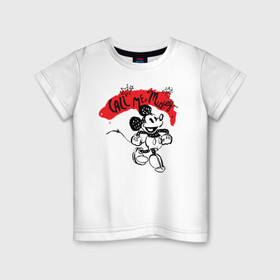 Детская футболка хлопок с принтом call me mickey в Белгороде, 100% хлопок | круглый вырез горловины, полуприлегающий силуэт, длина до линии бедер | Тематика изображения на принте: disney | mickey mouse | дисней | микки маус