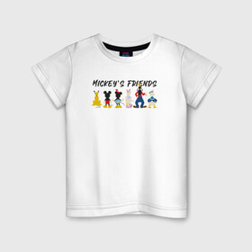 Детская футболка хлопок с принтом Друзья микки в Белгороде, 100% хлопок | круглый вырез горловины, полуприлегающий силуэт, длина до линии бедер | Тематика изображения на принте: disney | mickey mouse | дисней | микки маус