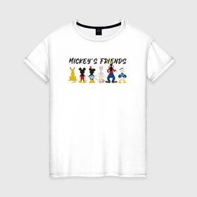 Женская футболка хлопок с принтом Друзья микки в Белгороде, 100% хлопок | прямой крой, круглый вырез горловины, длина до линии бедер, слегка спущенное плечо | Тематика изображения на принте: disney | mickey mouse | дисней | микки маус