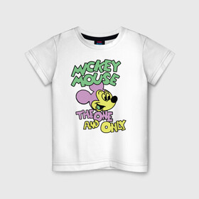 Детская футболка хлопок с принтом The one and only в Белгороде, 100% хлопок | круглый вырез горловины, полуприлегающий силуэт, длина до линии бедер | disney | mickey mouse | дисней | микки маус