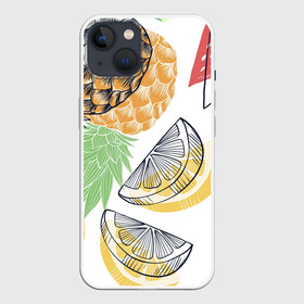 Чехол для iPhone 13 с принтом Сочное настроение в Белгороде,  |  | ананас | иллюстрации. | лето | лимон | настроение