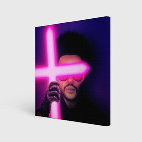Холст квадратный с принтом The Weeknd - Blinding Lights в Белгороде, 100% ПВХ |  | Тематика изображения на принте: blinding lights | music | pop | star boy | the weekend | the weeknd | музыка | уикенд