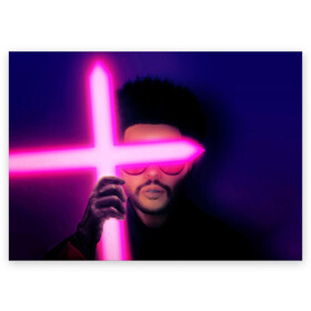 Поздравительная открытка с принтом The Weeknd - Blinding Lights в Белгороде, 100% бумага | плотность бумаги 280 г/м2, матовая, на обратной стороне линовка и место для марки
 | Тематика изображения на принте: blinding lights | music | pop | star boy | the weekend | the weeknd | музыка | уикенд