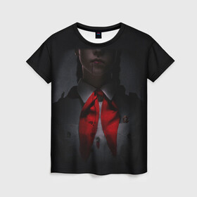 Женская футболка 3D с принтом Сериал Пищеблок в Белгороде, 100% полиэфир ( синтетическое хлопкоподобное полотно) | прямой крой, круглый вырез горловины, длина до линии бедер | лагерь | пионер | сериал | телесериал | триллер