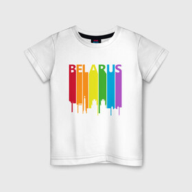 Детская футболка хлопок с принтом Belarus Color в Белгороде, 100% хлопок | круглый вырез горловины, полуприлегающий силуэт, длина до линии бедер | belarus | ussr | беларусь | белорус | белоруссия | лукашенко | минск | ссср | страна | турист | флаг