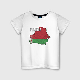 Детская футболка хлопок с принтом Belarus Map в Белгороде, 100% хлопок | круглый вырез горловины, полуприлегающий силуэт, длина до линии бедер | belarus | ussr | беларусь | белорус | белоруссия | лукашенко | минск | ссср | страна | турист | флаг