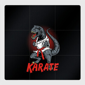 Магнитный плакат 3Х3 с принтом KARATE T-REX в Белгороде, Полимерный материал с магнитным слоем | 9 деталей размером 9*9 см | Тематика изображения на принте: animal | dinosaur | fight | fighter | hunter | karate | red | sport | strong | t rex | боец | бои | динозавр | карате | сила | спорт | тиранозавр | хищник