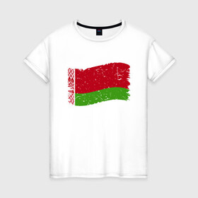 Женская футболка хлопок с принтом Флаг - Беларусь в Белгороде, 100% хлопок | прямой крой, круглый вырез горловины, длина до линии бедер, слегка спущенное плечо | belarus | ussr | беларусь | белорус | белоруссия | лукашенко | минск | ссср | страна | турист | флаг