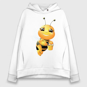 Женское худи Oversize хлопок с принтом Милая пчелка в Белгороде, френч-терри — 70% хлопок, 30% полиэстер. Мягкий теплый начес внутри —100% хлопок | боковые карманы, эластичные манжеты и нижняя кромка, капюшон на магнитной кнопке | здоровье | мед | насекомые | природа | пчела | пчелка | пчелы