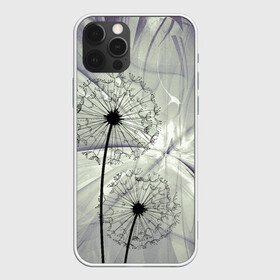 Чехол для iPhone 12 Pro Max с принтом Одуванчики в Белгороде, Силикон |  | волны | мятое | одуванчик | одуванчики | пух | серый фон | цветок