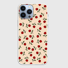 Чехол для iPhone 13 Pro Max с принтом Прованс из роз в Белгороде,  |  | flowers | girls | red roses | roses | vintage | букет | бутоны | винтаж | девушкам | женщинам | красные розы | красные цветы | листья | нарисованные цветы | подарок | природа | прованс | розы | узор | цветочный принт