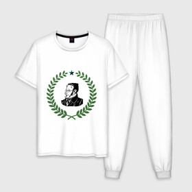 Мужская пижама хлопок с принтом Макс Штирнер в Белгороде, 100% хлопок | брюки и футболка прямого кроя, без карманов, на брюках мягкая резинка на поясе и по низу штанин
 | anarchy | spook | stirner | анархизм | исторические личности | философы | штирнер