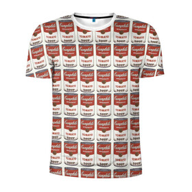 Мужская футболка 3D спортивная с принтом Суп как искусство в Белгороде, 100% полиэстер с улучшенными характеристиками | приталенный силуэт, круглая горловина, широкие плечи, сужается к линии бедра | Тематика изображения на принте: банки | суп | томат | томатный суп | энди уорхолл