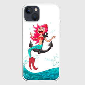 Чехол для iPhone 13 с принтом Русалка на якоре в Белгороде,  |  | водолей | волна | волны | девочка | девчонка | море | мультик | мультфильм | океан | русалка | русалочка | рыба | рыбка | улыбка | хвост | хвостик | якорь