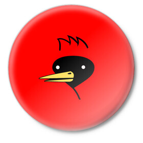 Значок с принтом Омская Птица в Белгороде,  металл | круглая форма, металлическая застежка в виде булавки | winged doom | вингедум | мемы | омск | птица