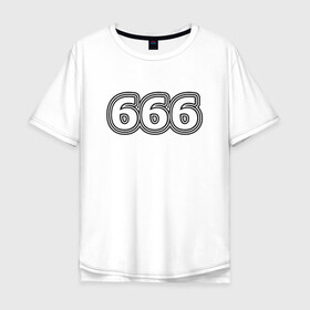 Мужская футболка хлопок Oversize с принтом 666 в Белгороде, 100% хлопок | свободный крой, круглый ворот, “спинка” длиннее передней части | 666 | апокалипсис | дъявол | число | шесть