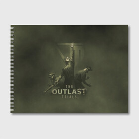 Альбом для рисования с принтом The Outlast Trial в Белгороде, 100% бумага
 | матовая бумага, плотность 200 мг. | Тематика изображения на принте: game | horror | outlast | апшер | аутласт | аутлэст | игра | майлз | меркоф | хоррор