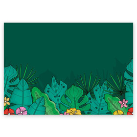 Поздравительная открытка с принтом Мои джунгли в Белгороде, 100% бумага | плотность бумаги 280 г/м2, матовая, на обратной стороне линовка и место для марки
 | background | арт | джунгли | иллюстрация | папоротник