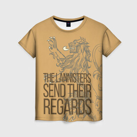 Женская футболка 3D с принтом The Lannister Send... в Белгороде, 100% полиэфир ( синтетическое хлопкоподобное полотно) | прямой крой, круглый вырез горловины, длина до линии бедер | crow | fire and blood | game of thrones | lannister | stark | statwb | targaryen | винтерфел | ворон | игра престолов | король ночи | ланнистер | лютоволк | мать драконов | пламя и кровь | север | старки | таргариен | черные крылья