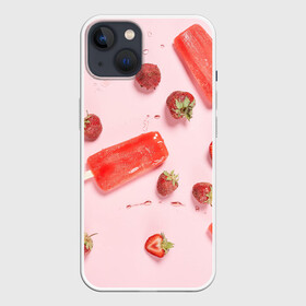 Чехол для iPhone 13 с принтом Мороженое и клубника в Белгороде,  |  | вода | капля | клубника | лёд | мороженое | фрукт | холод | ягода
