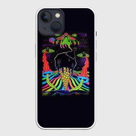 Чехол для iPhone 13 с принтом Психоделика НЛО в Белгороде,  |  | pop art | арт | инопланетяне | космос | летающая тарелка | мороженное | нло | ногти | психодел | психоделика | радуга | рука