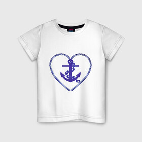 Детская футболка хлопок с принтом Якорь в Белгороде, 100% хлопок | круглый вырез горловины, полуприлегающий силуэт, длина до линии бедер | водный транспорт | корабль | море | якори | якорь