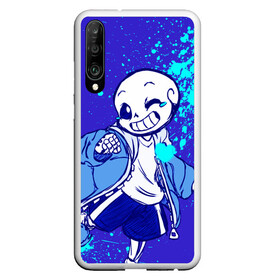 Чехол для Honor P30 с принтом UNDERTALE SANS BLUE в Белгороде, Силикон | Область печати: задняя сторона чехла, без боковых панелей | sans | undertale | андертале | андертейл | гтвукефду | игра | подземная история | подземная сказка | санс | ундертале