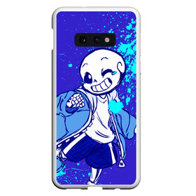 Чехол для Samsung S10E с принтом UNDERTALE SANS BLUE в Белгороде, Силикон | Область печати: задняя сторона чехла, без боковых панелей | sans | undertale | андертале | андертейл | гтвукефду | игра | подземная история | подземная сказка | санс | ундертале