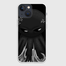 Чехол для iPhone 13 mini с принтом Ом ном ном в Белгороде,  |  | black | dark | gothic | gray | monochrome | mork2028 | shadow | гнев | готический | злость | монохромный | морк2028 | подгорает | полыхает | тёмный | тень | тьма | чёрно белый